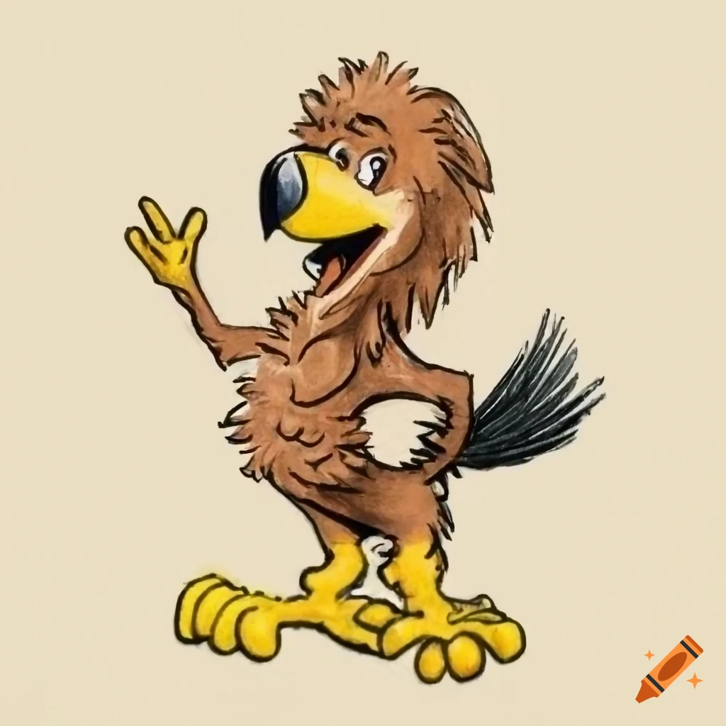 Gryphon standing in PEANUTS comic style