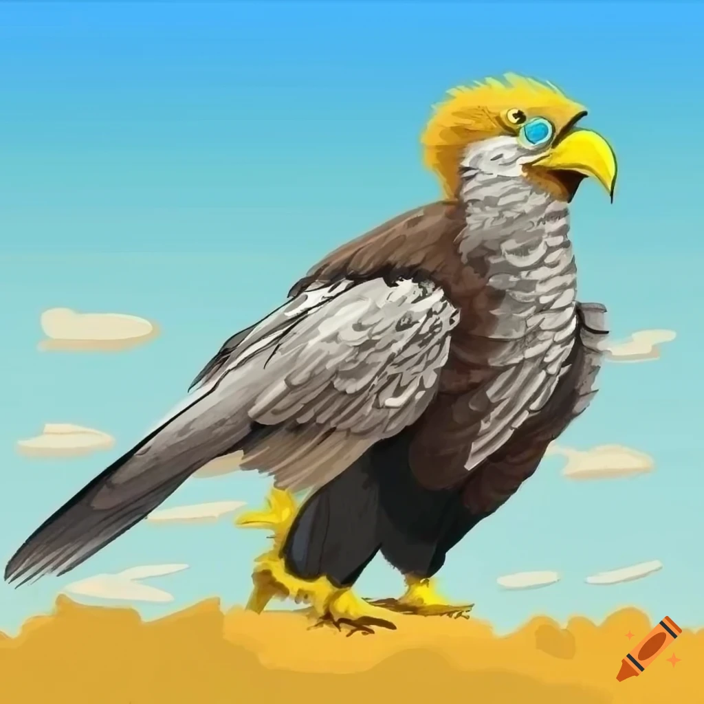 Gryphon standing in PEANUTS comic style