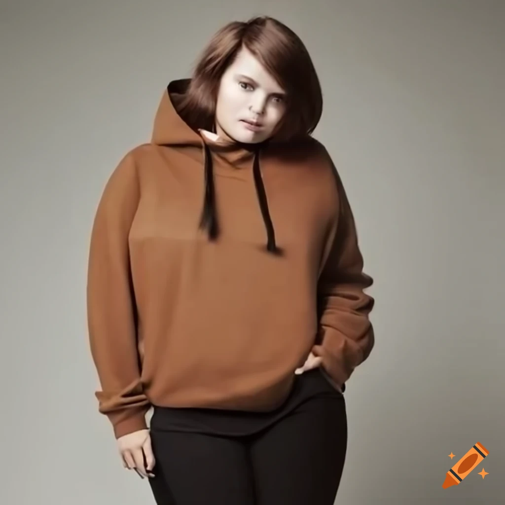 Young woman in brown hoodie and black pants