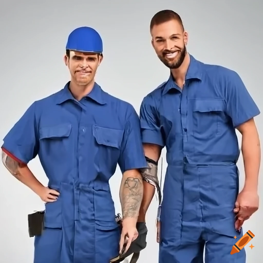 Kind and welcoming plumber in trade uniform