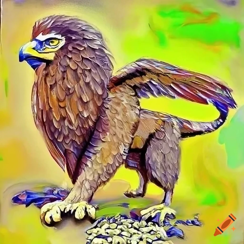 Gryphon standing in PEANUTS comic style