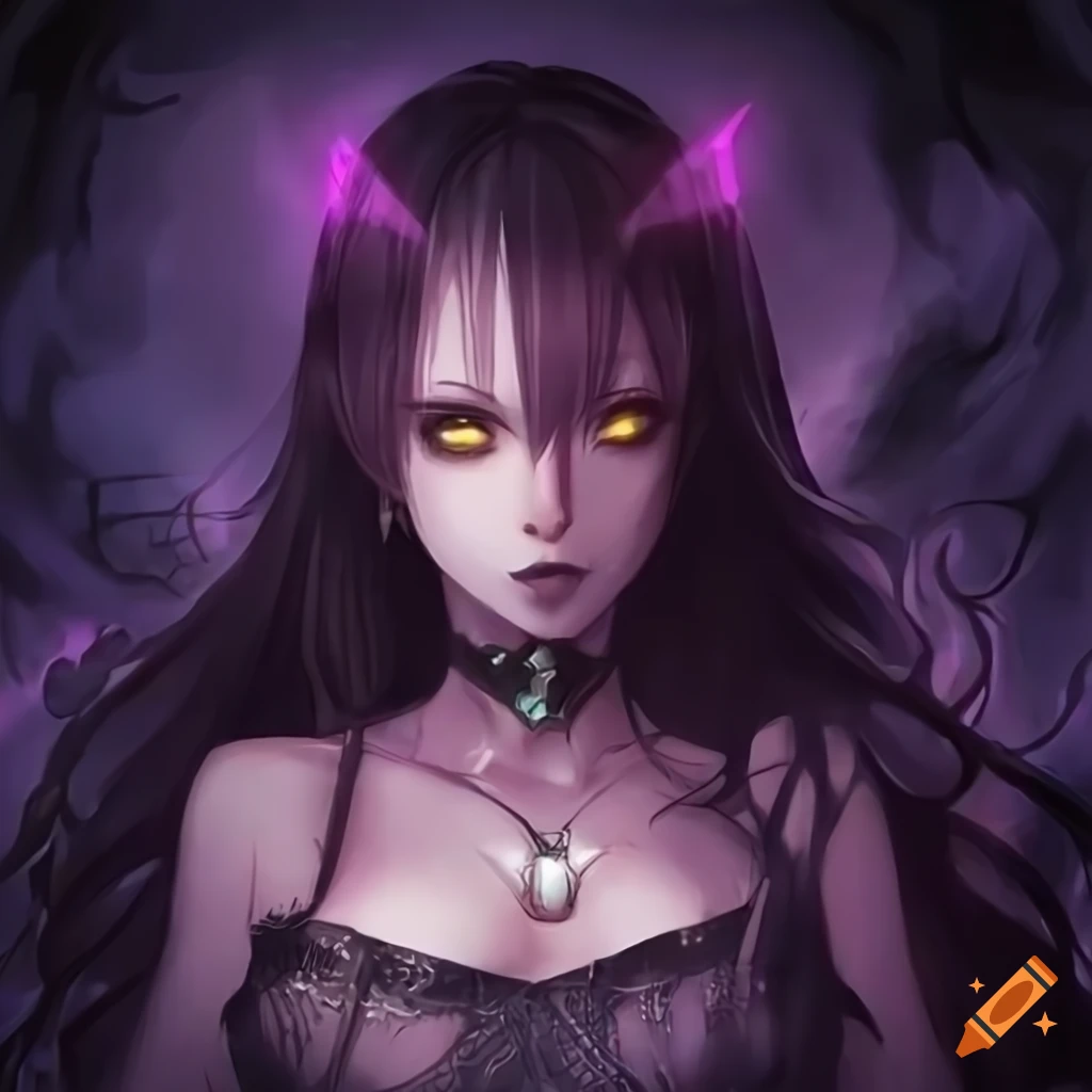 Fantasy anime character with glowing yellow eyes in a dungeon with golden lightning aura