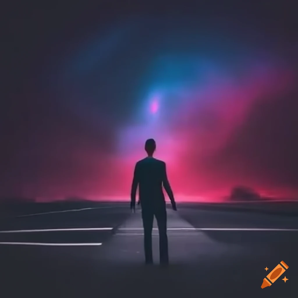 Man turning into a road merging like a supernova