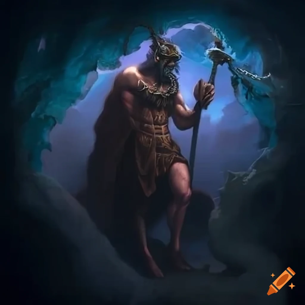 Cronus, the God of Time, looking intense atop Mount Olympus
