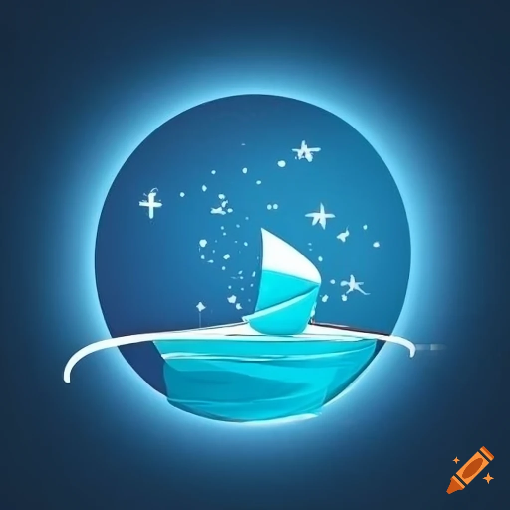 Logo design for the sailing yacht Nordstern featuring waves and a star