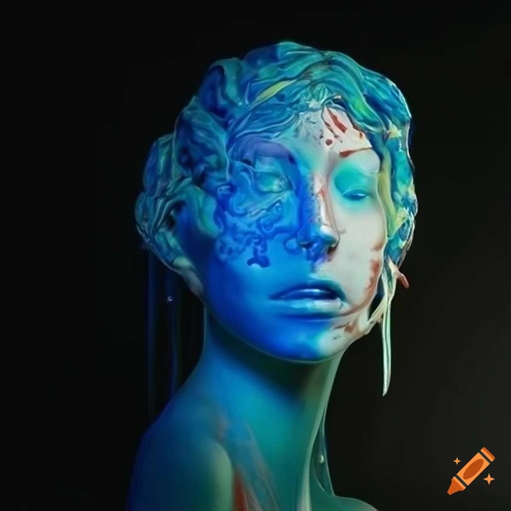 Sculpted 4K ultra HD quality of random colored veined marble figures with intricate details