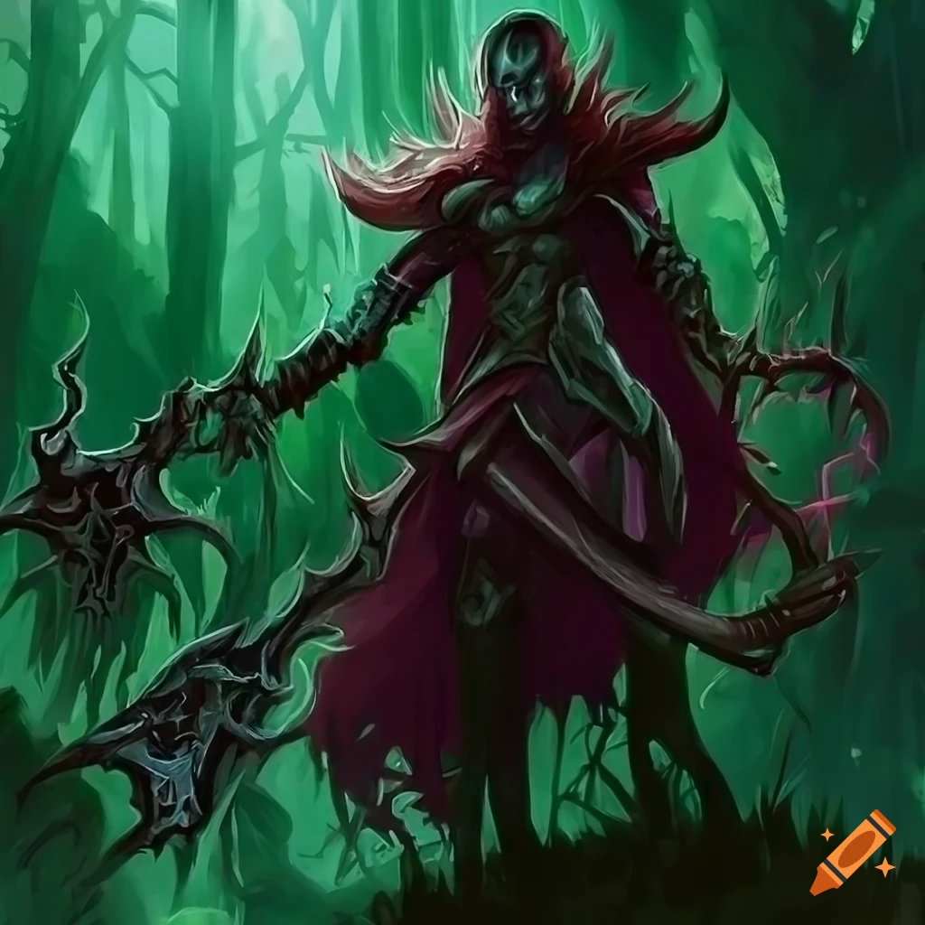 Dark poison sword in a mysterious forest setting