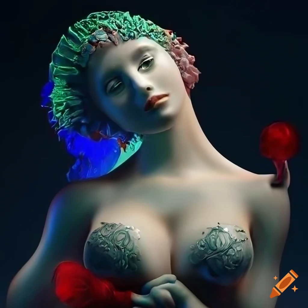 Sculpted random colored veined marble figures with intricate details
