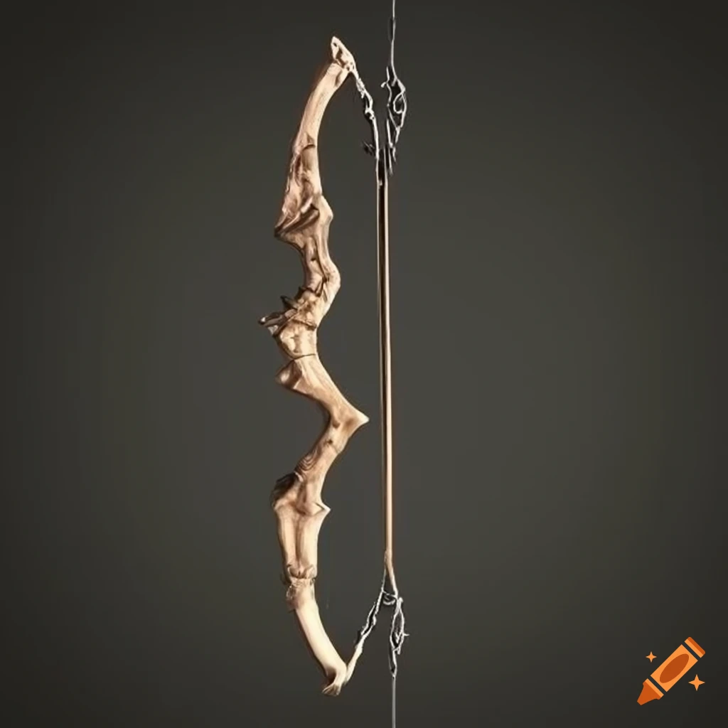 Woden bow with bones in a fantasy setting