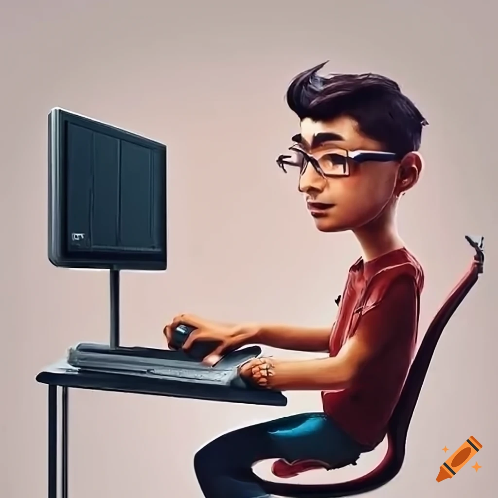 Man working on a PC