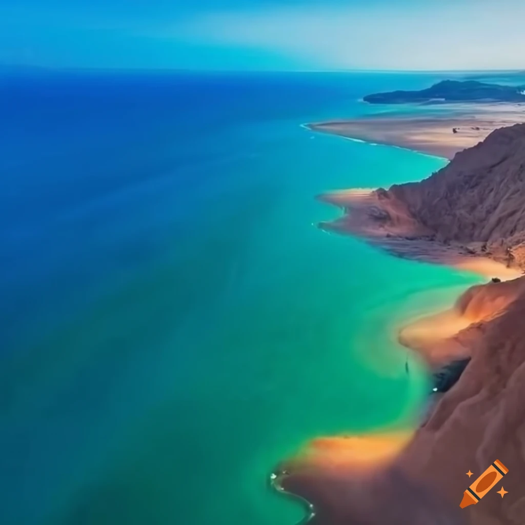 Aerial view of the coastline of Rias El Bahr, Algeria