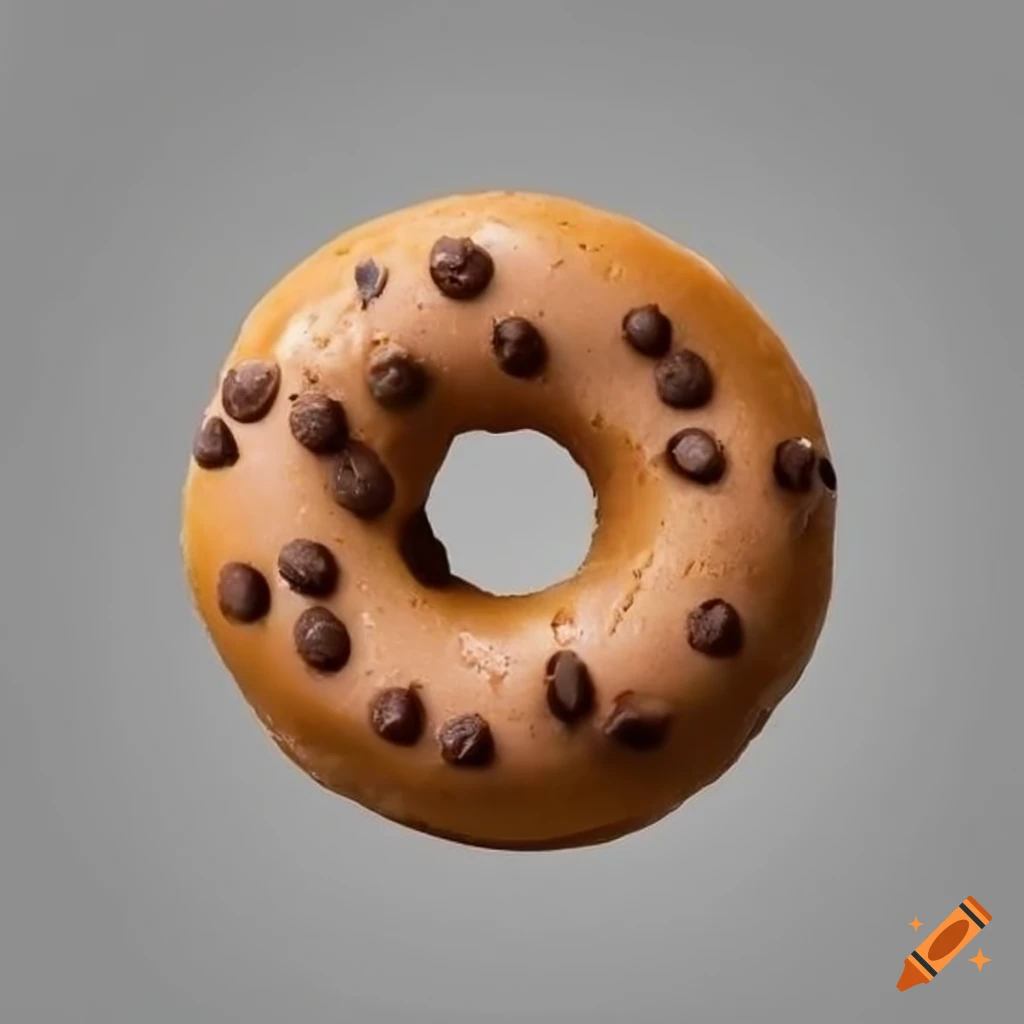 Chocolate chip donut from above