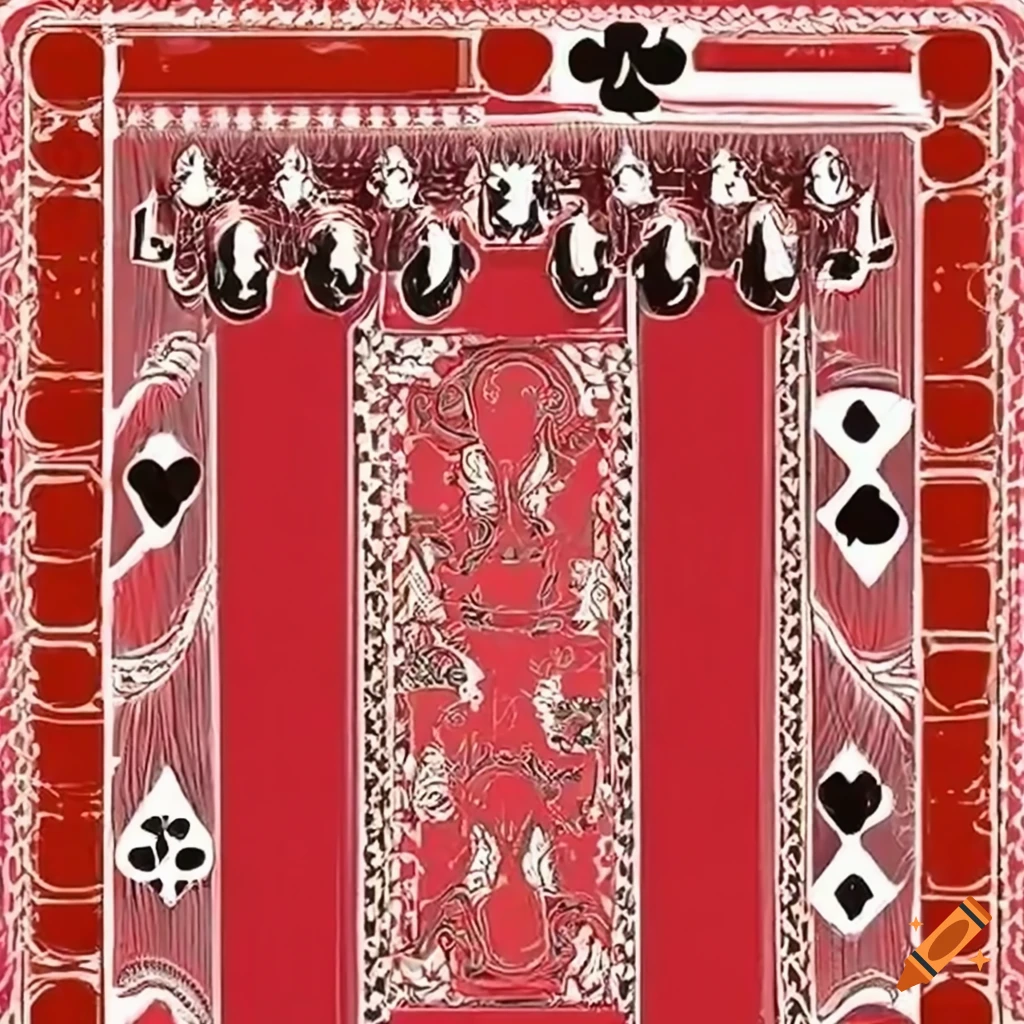 Rectangular stage made of oversized playing cards