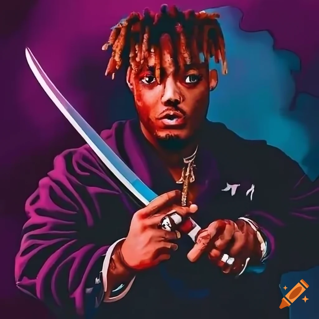 Juice Wrld holding a katana