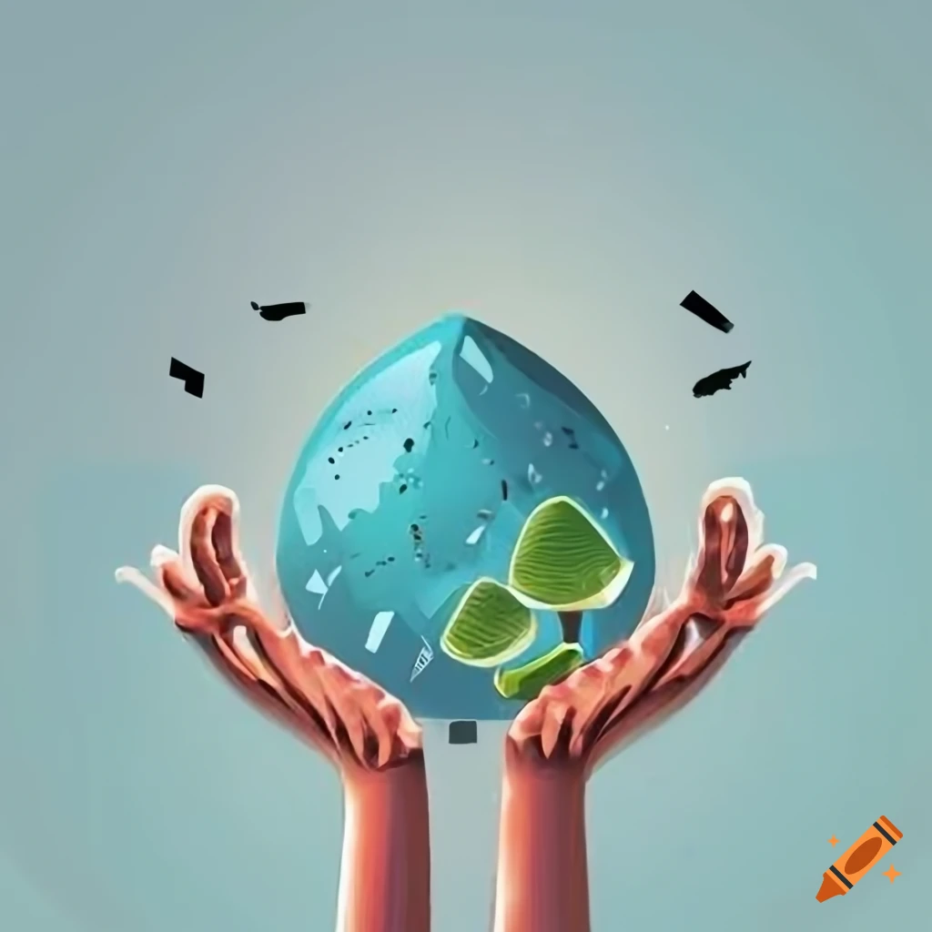 Poster for a clean point with slogan 'Each waste in its place, a sustainable future to build'