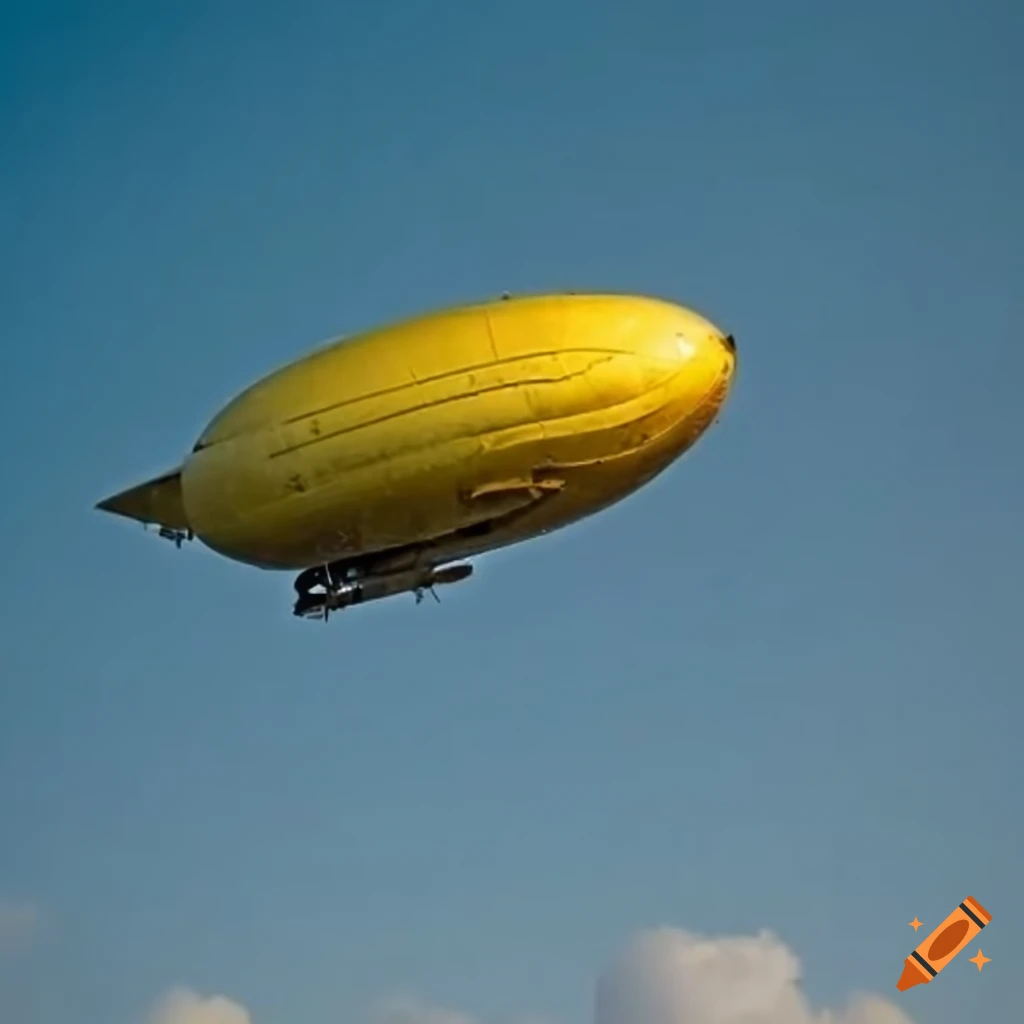 Old-style zeppelin with a beautifully painted 'B' in yellow color