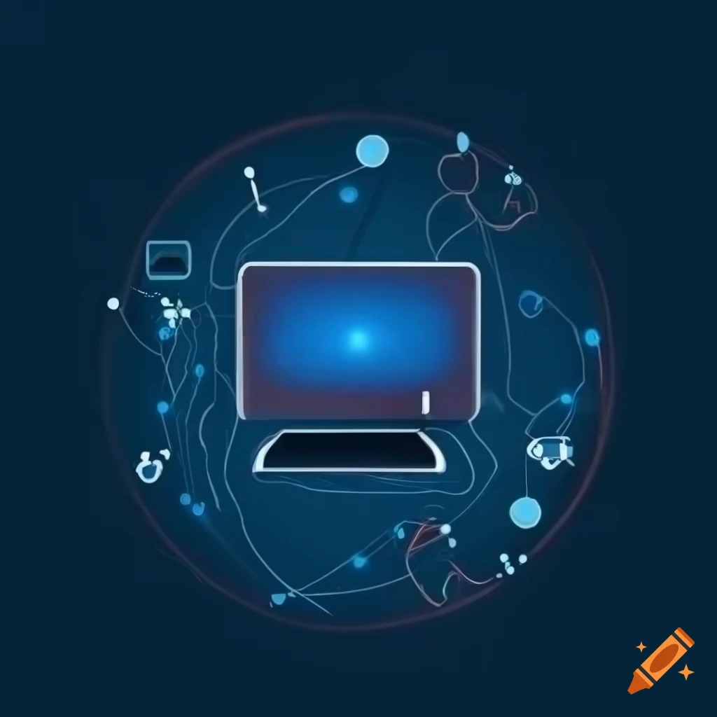 Computer icon connected to the internet with modern design