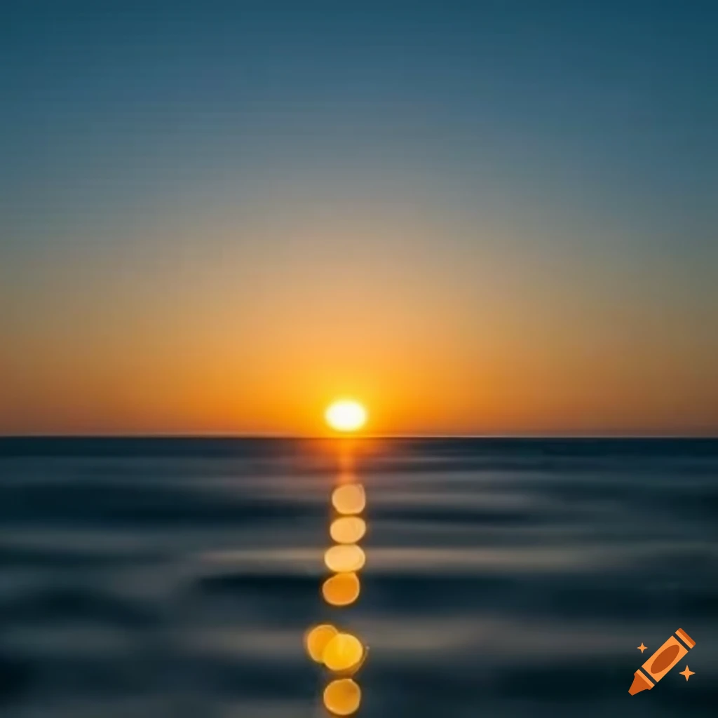 Sunrise over the sea with islands on the horizon