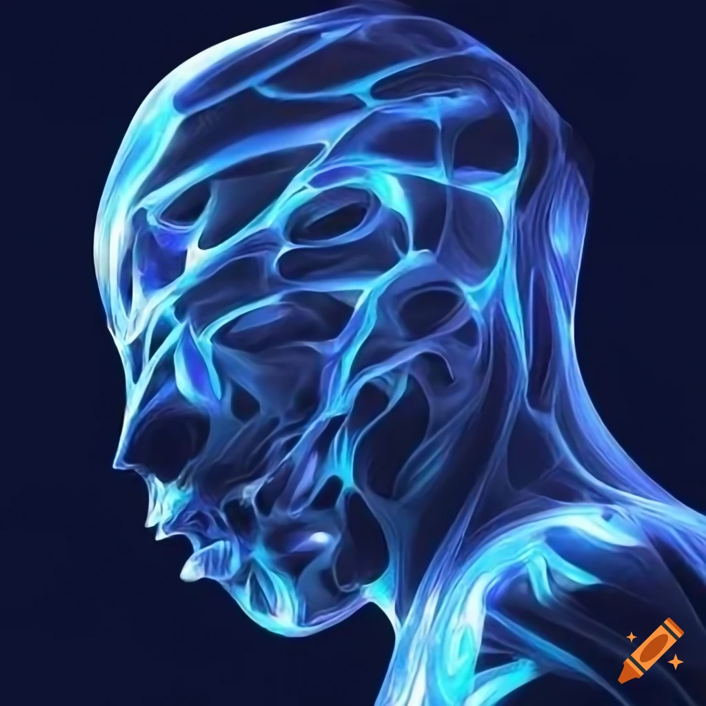 Abstract biomechanical profile portrait representing life finds a way