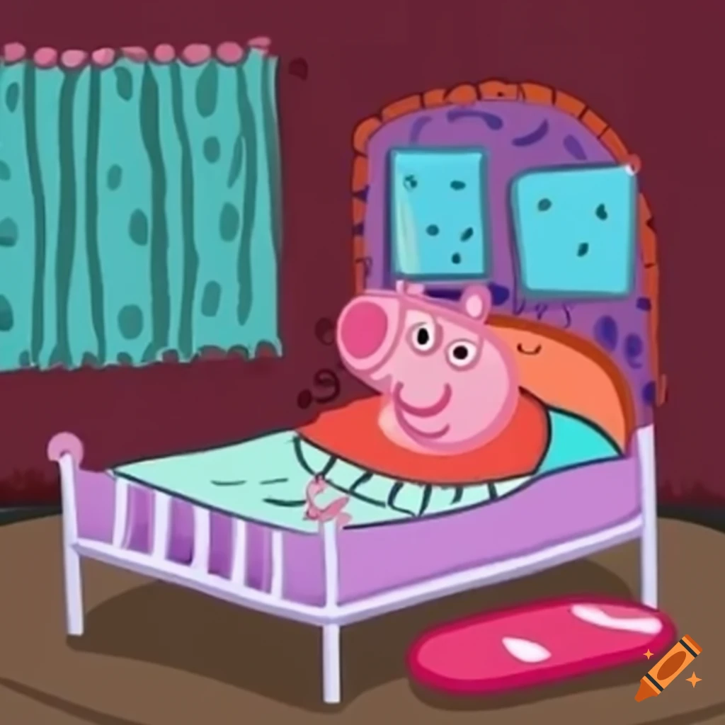 Setting in a bedroom with Peppa Pig's brother George