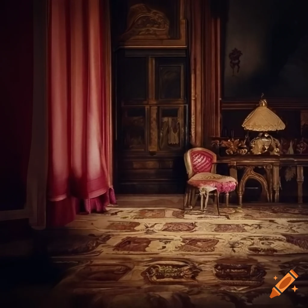 Castle salon with 18th-century Baroque Hungarian decor