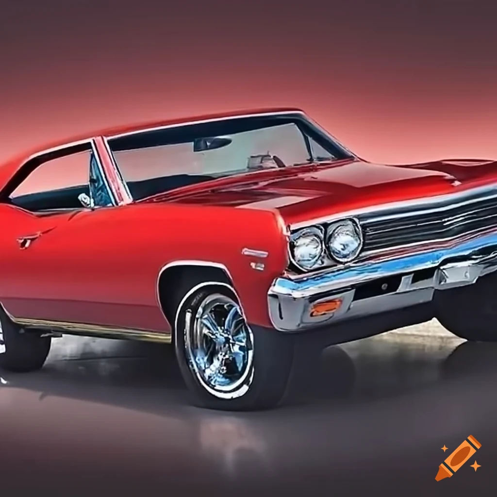 1967 Chevelle muscle car with shiny red paint