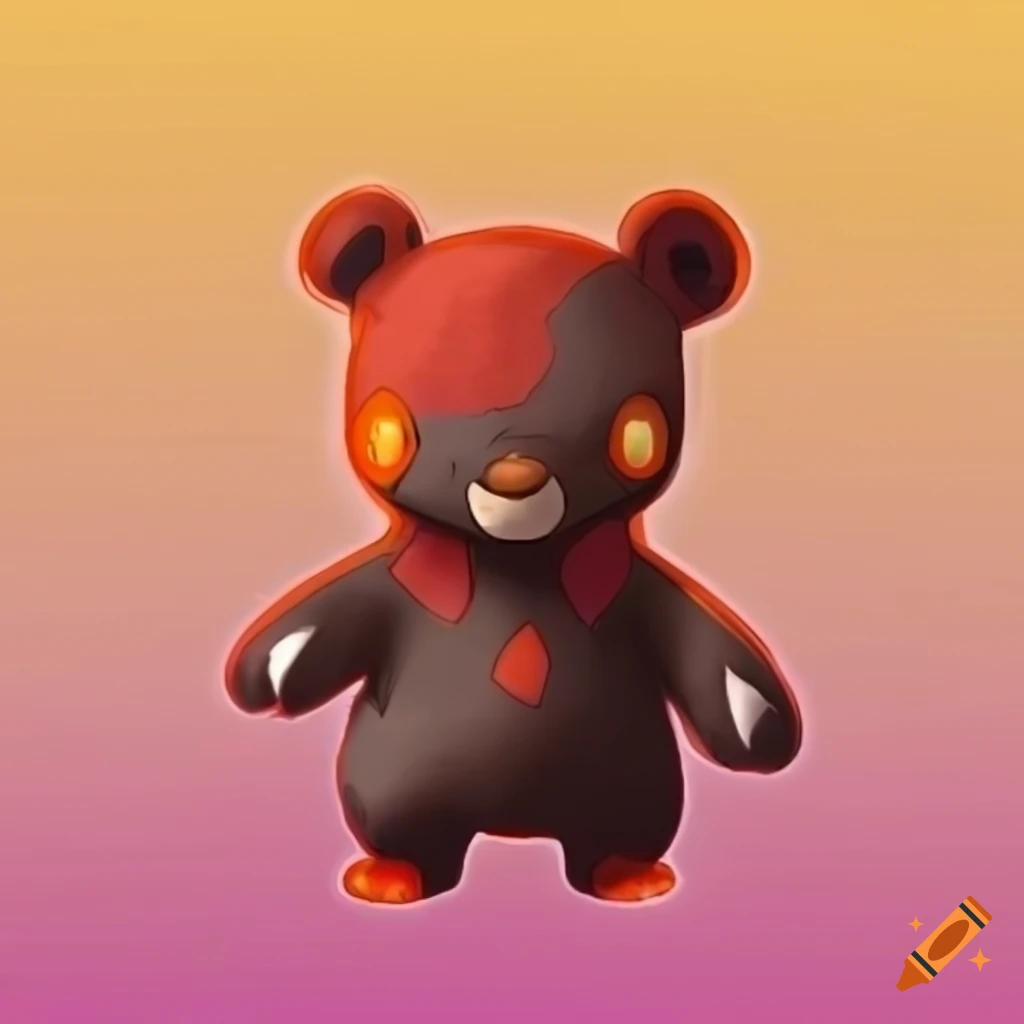 Fire type black bear pokemon on Craiyon