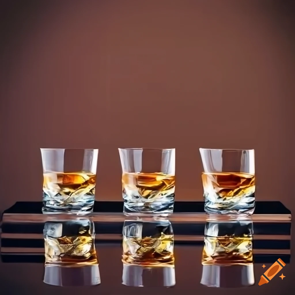 Elegant table setting with three whiskey glasses