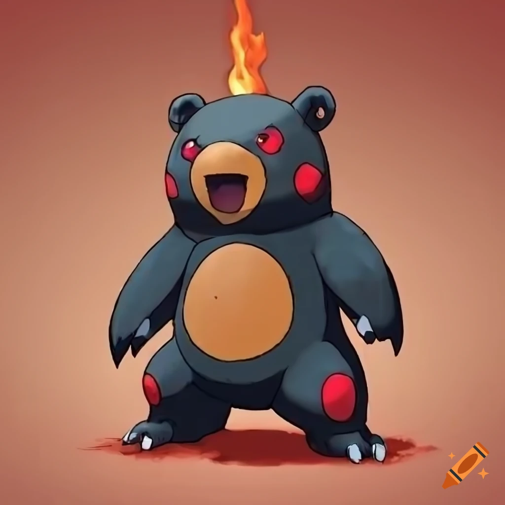 Fire type black bear pokemon on Craiyon