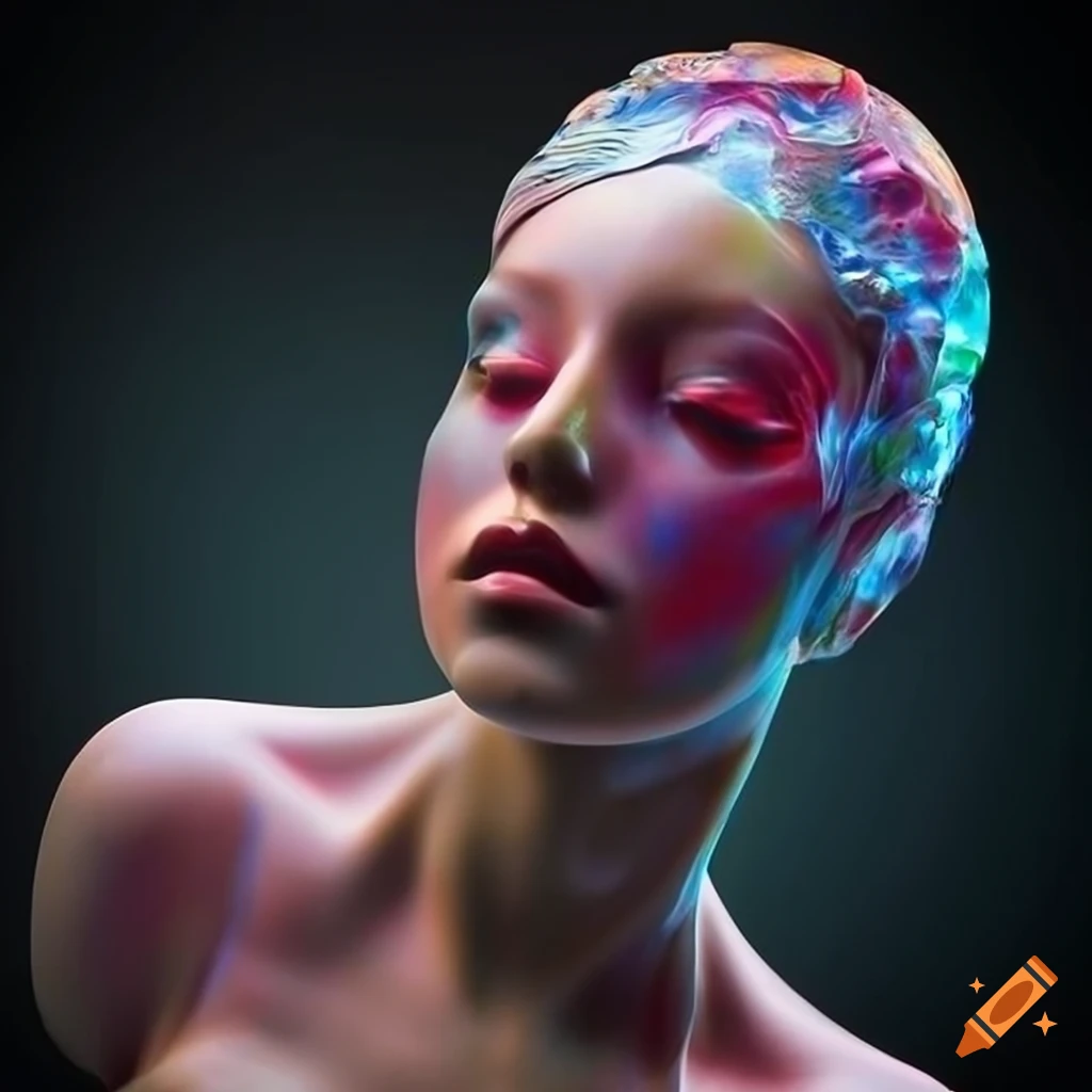 Sculpted random colored veined marble figures with intricate details
