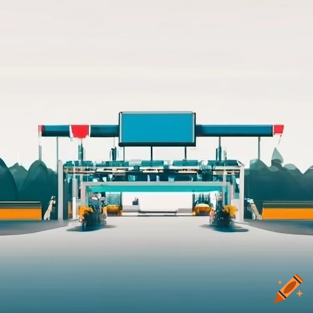 Toll plaza on a white background