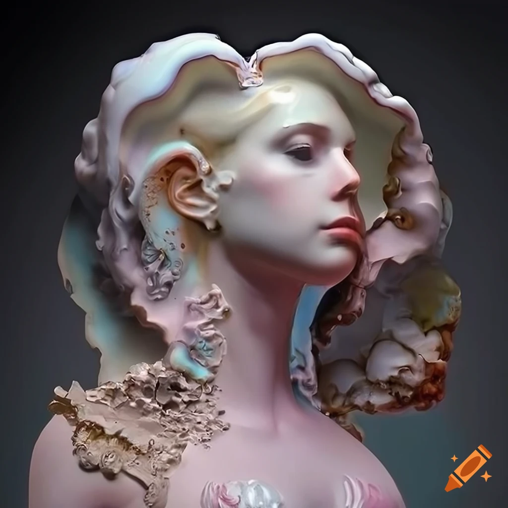 Sculpted ultra HD quality random colored marble figures with intricate details and cinematic lighting