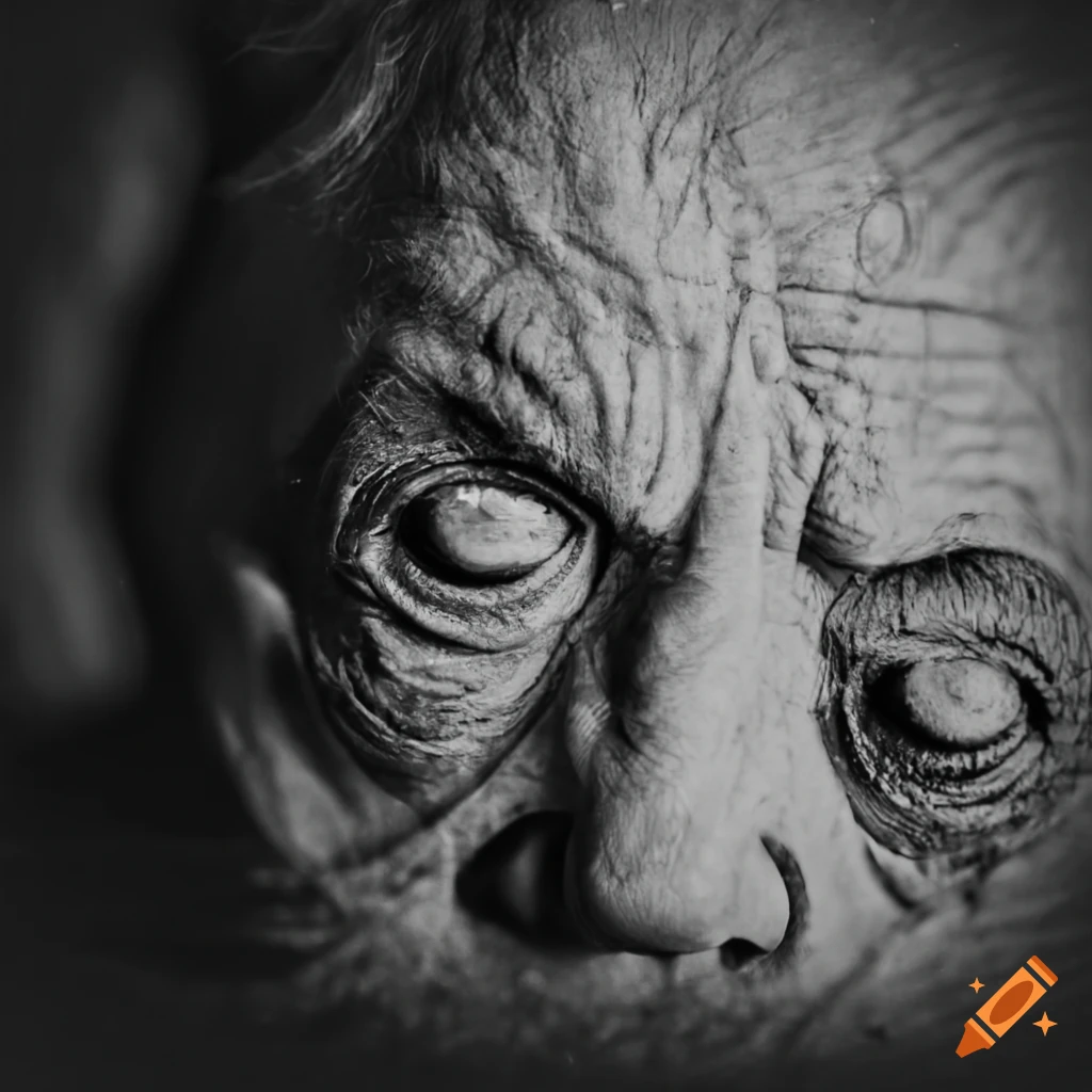 Close-up of antique black-and-white photograph showing intense emotional expression