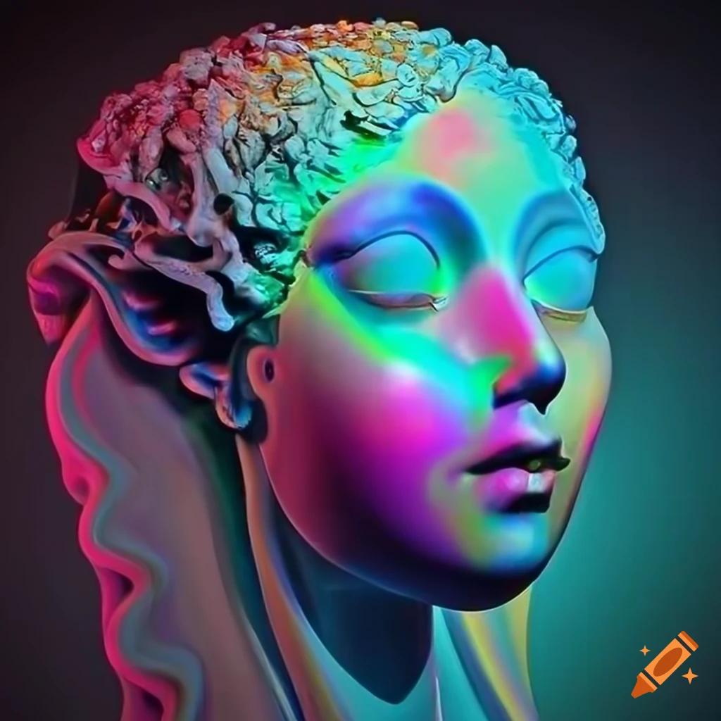 Sculpted veined marble figures with detailed cinematic lighting