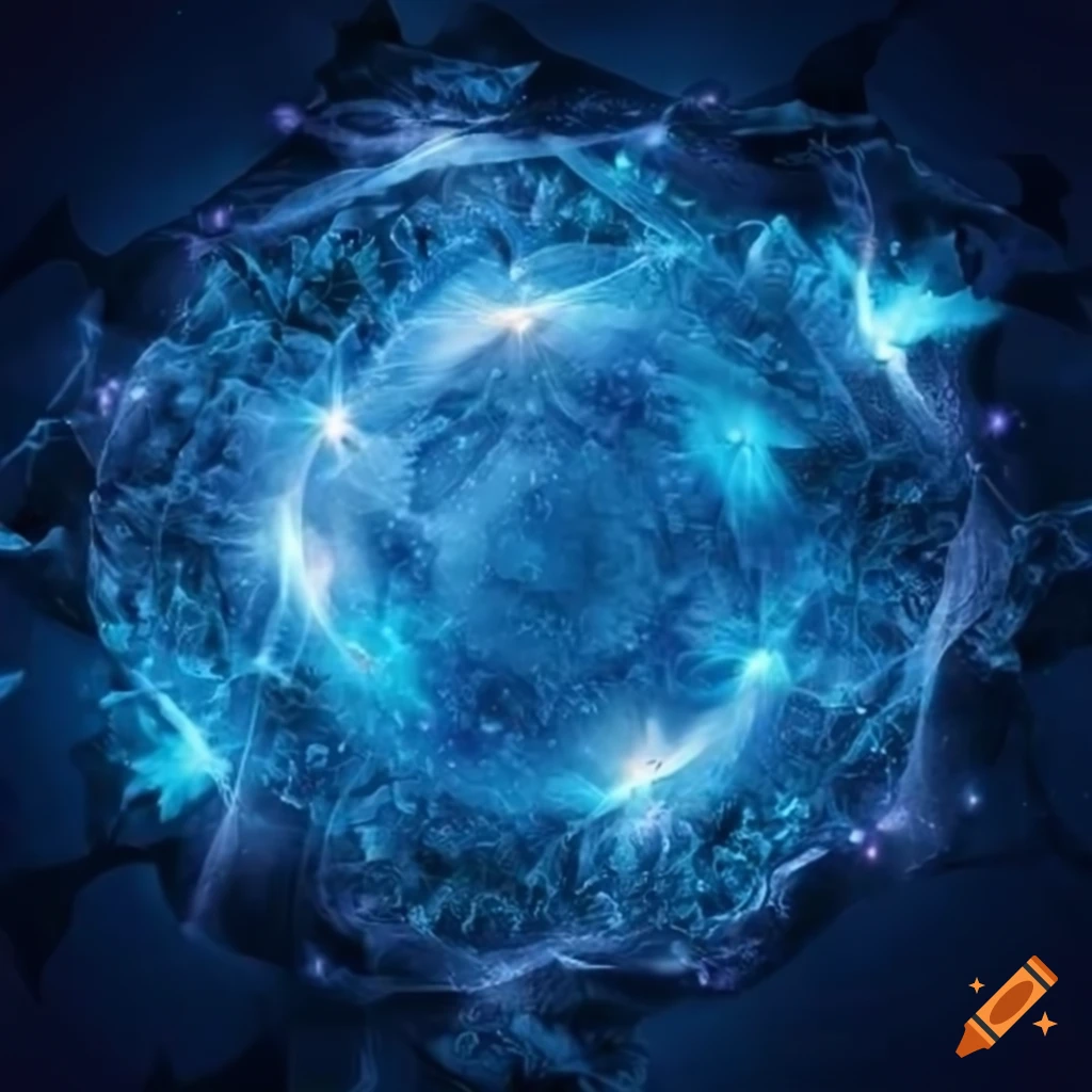 Fantasy mythic frozen ice glowing background