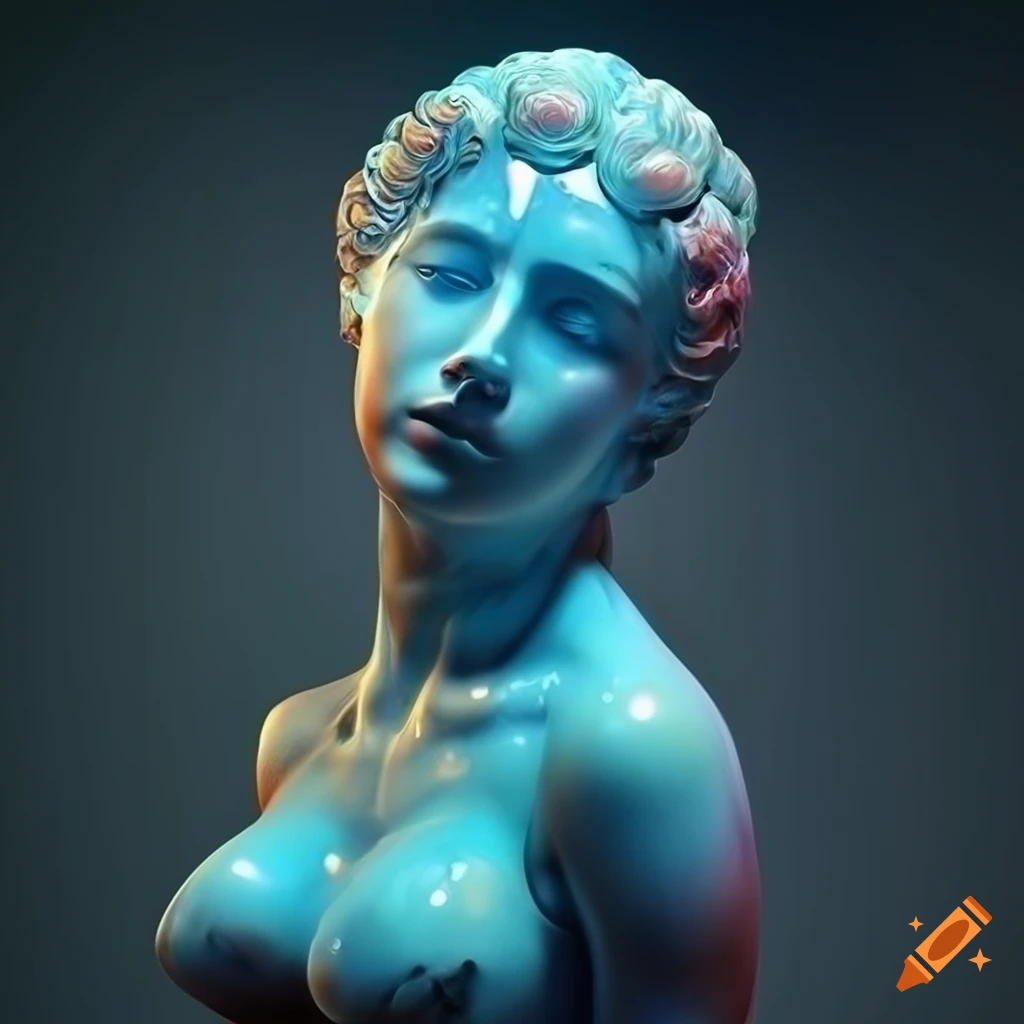 Sculpted marble figures with vivid colors and intricate details