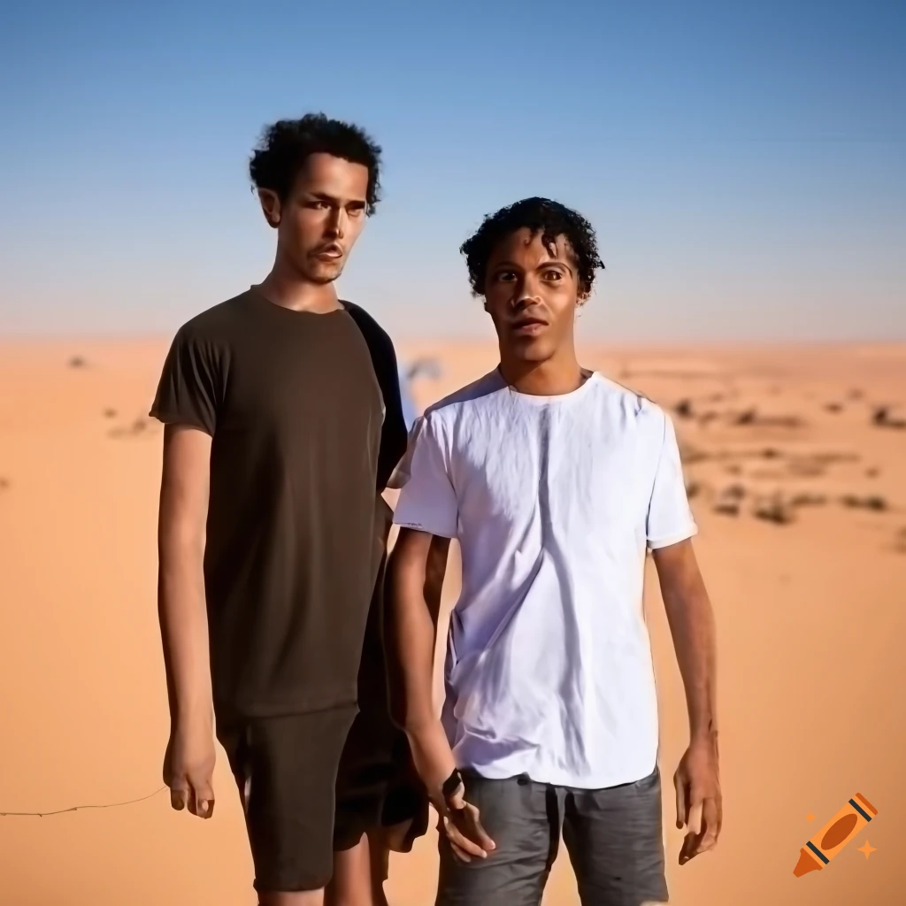 Short wavy black hair man with Arab features at Bedouin campsite