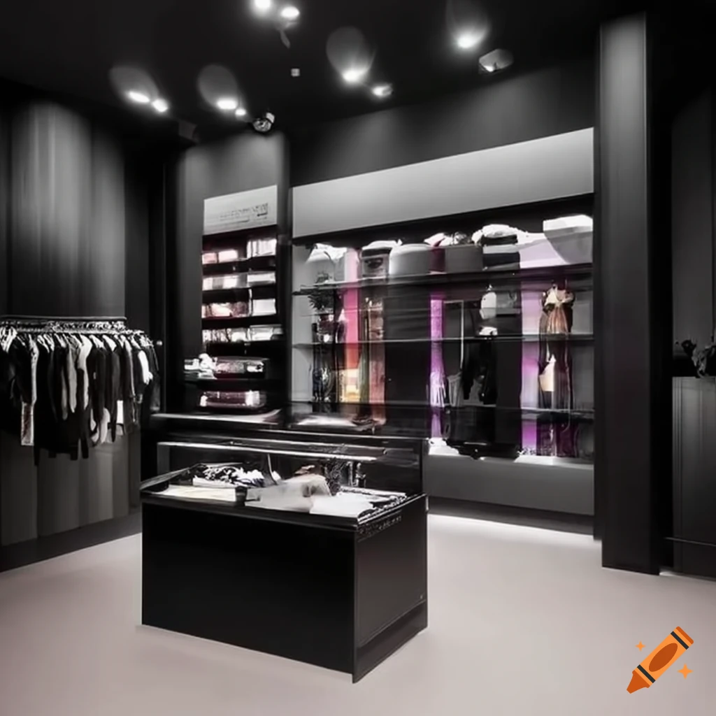 Modern interior of a MEESHO store in black color