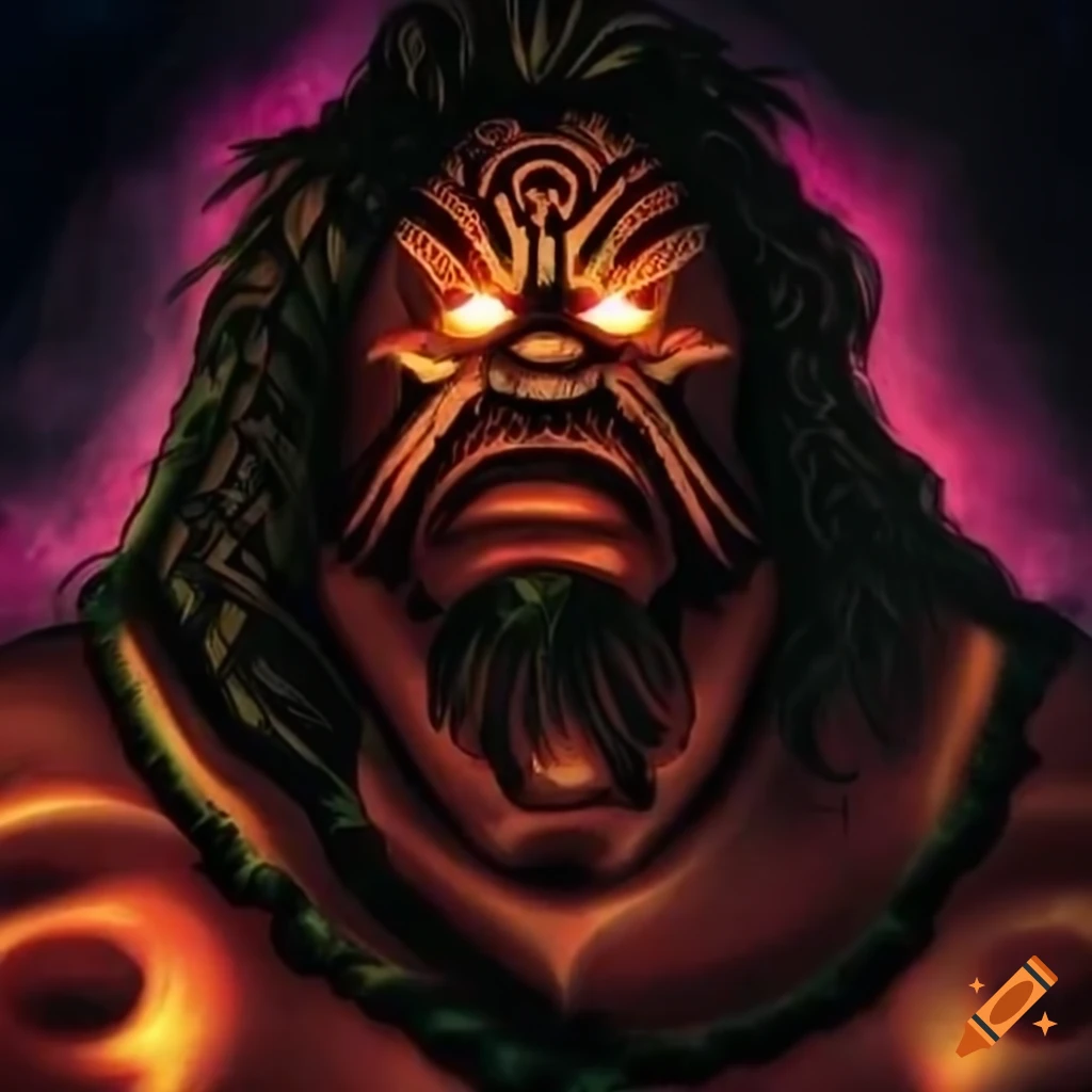 Polynesian God Kane depicted at night
