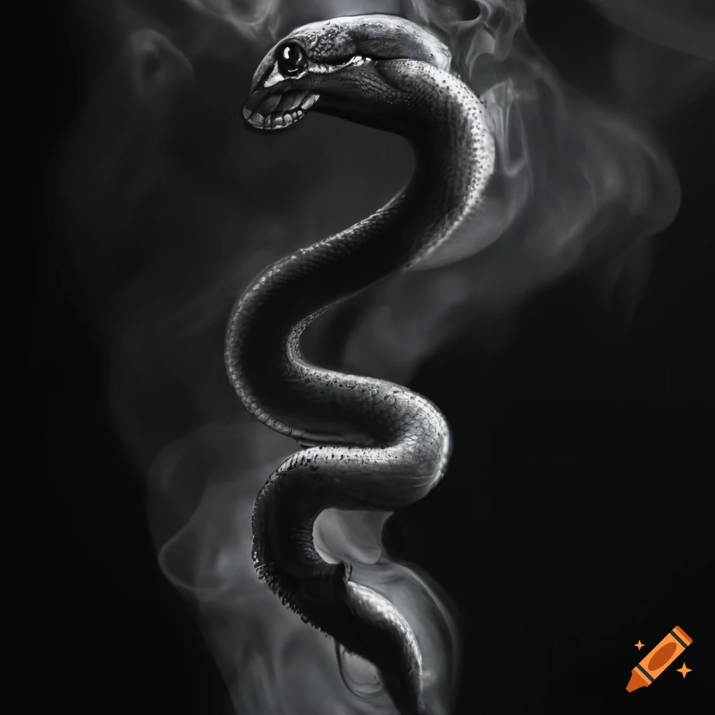 Large snake made of black smoke
