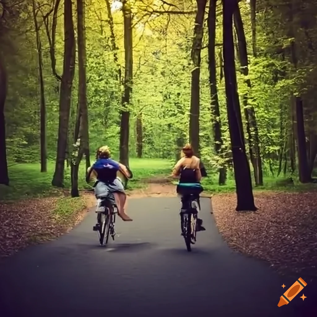 Modern bike with Yale bike locks in a forest setting with happy people