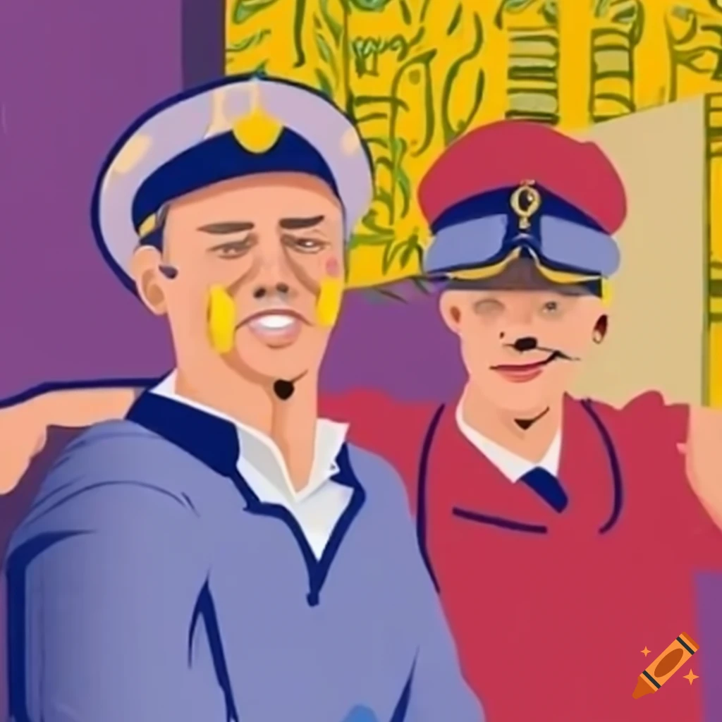 The Captain and The Dockmaster joking in a broadcast studio