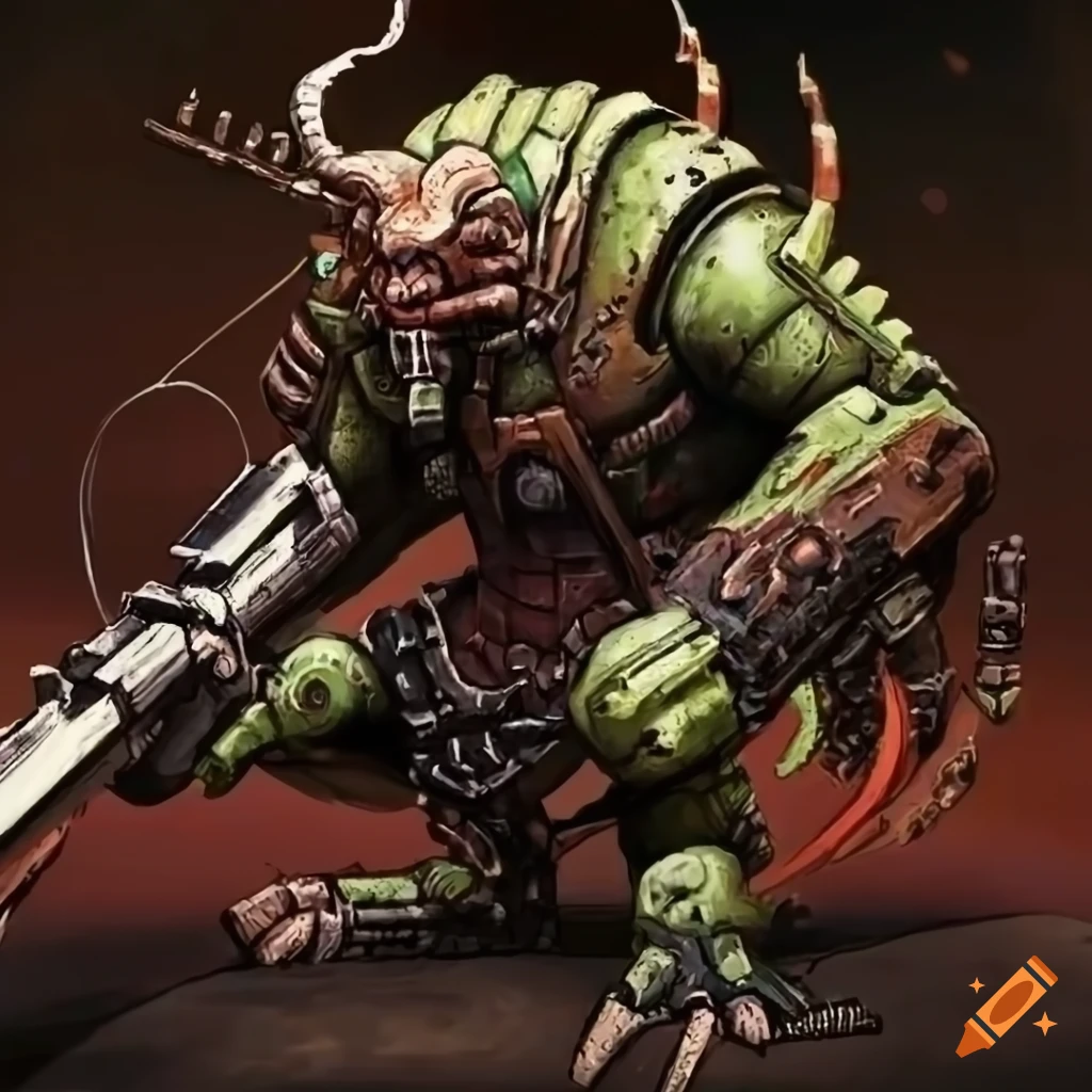 Skaven clan rat in industrial powered armor unit from 90s strategy game Panzerklein: Doom