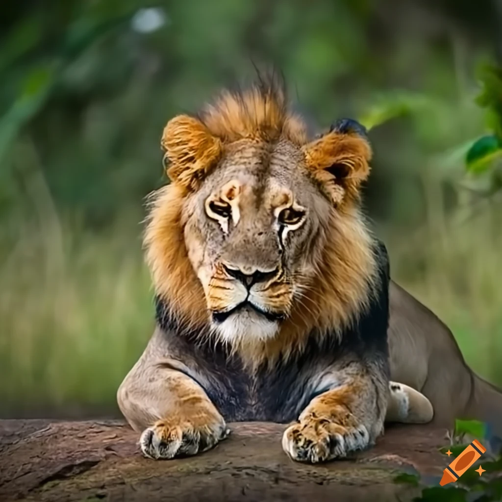 Lion in the jungle