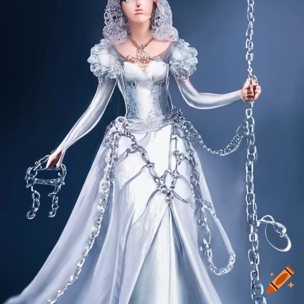 Silver princess adorned in a chain dress