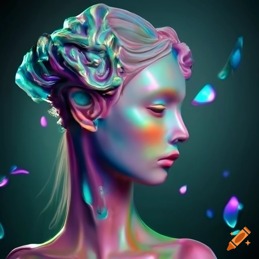Sculpted marble figures with extravagant details and vivid composition in cinematic lighting