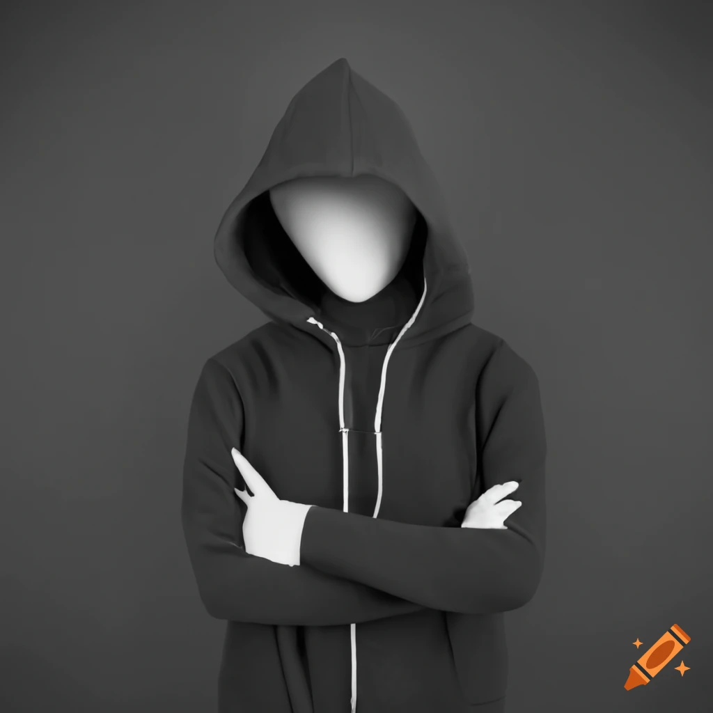 Faceless white mannequin in a black hoodie