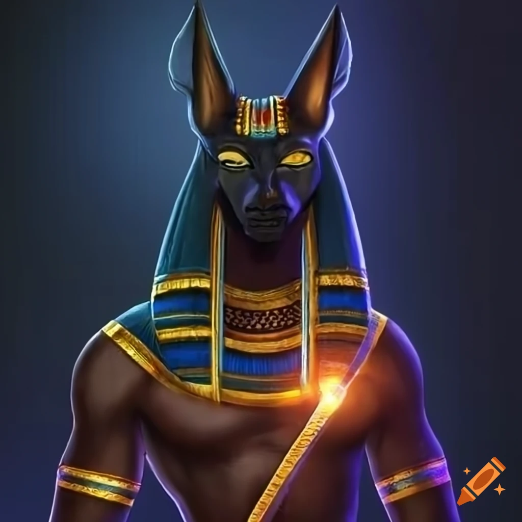 Egyptian God Anubis at night