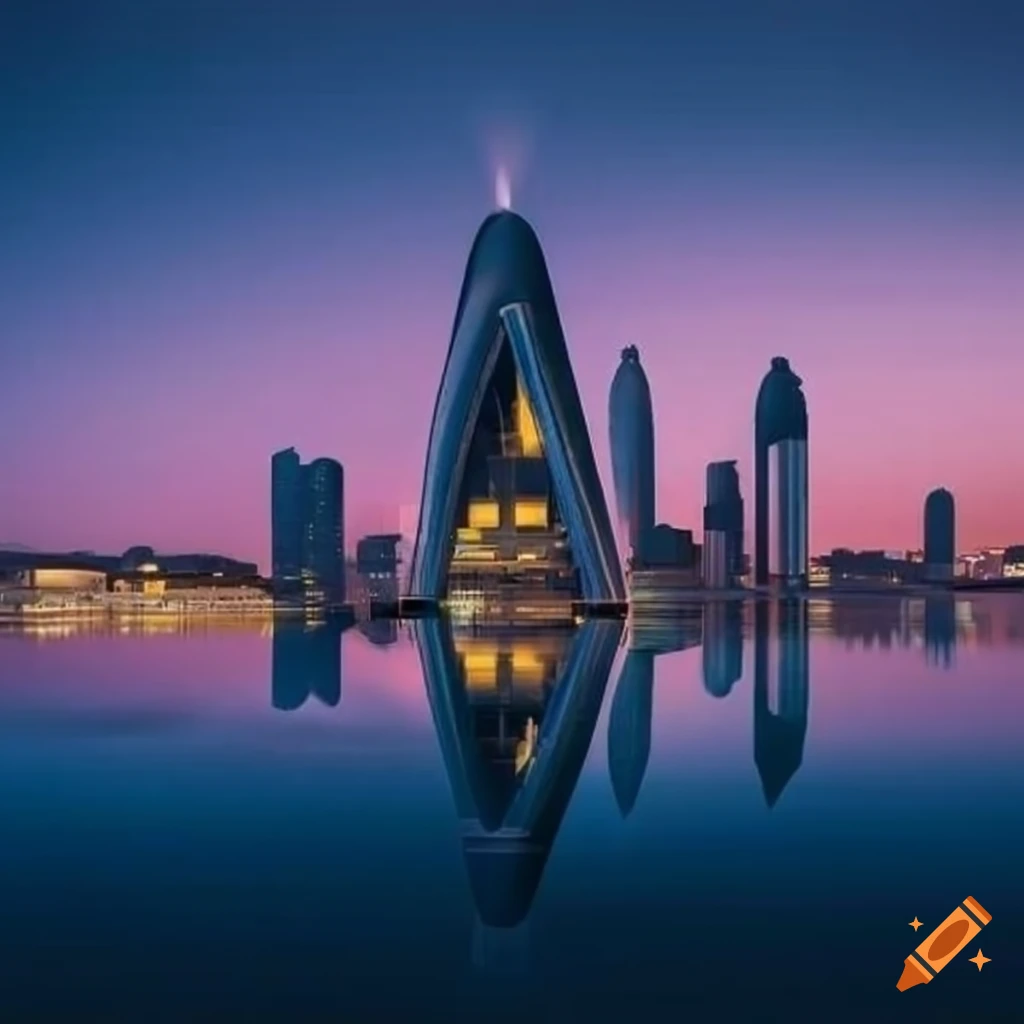 Panoramic view of a futuristic Brazilian city with modern and traditional architectural blend