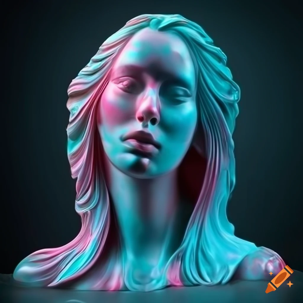 Sculpted marble figures with intricate details in cinematic lighting